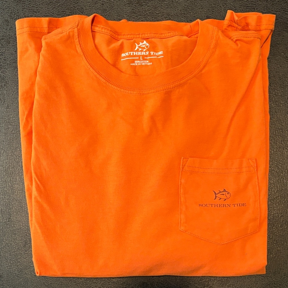 Southern Tide Men's Vibrant Orange Long Sleeve Tee